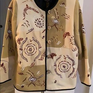 Print Jacket Wood Buttons